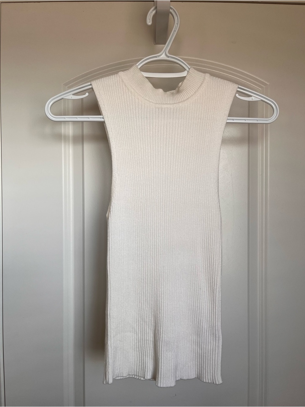 Black Tape Cream Ribbed Mock Neck Tank